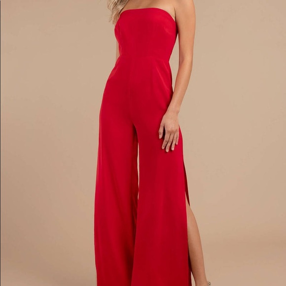 JANINE STRAPLESS JUMPSUIT IN RED (💥Last Chance) - Picture 4 of 6